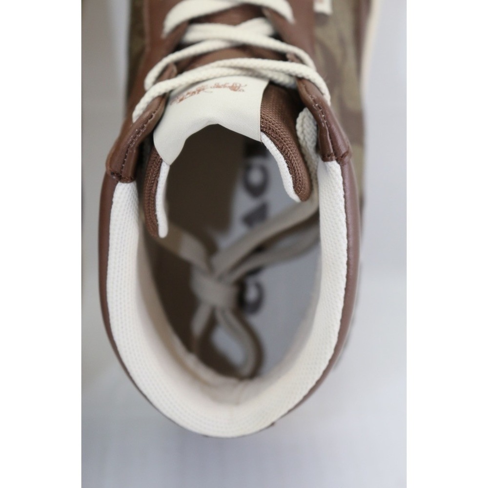 COACH CC736 Mens Clip Court High Top Sneaker In Signature Canvas Saddle Sz 12 - Picture 7 of 16
